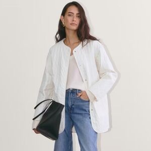 Everlane Quilted Cotton Midi Chore Jacket Ecru Cream size XSmall